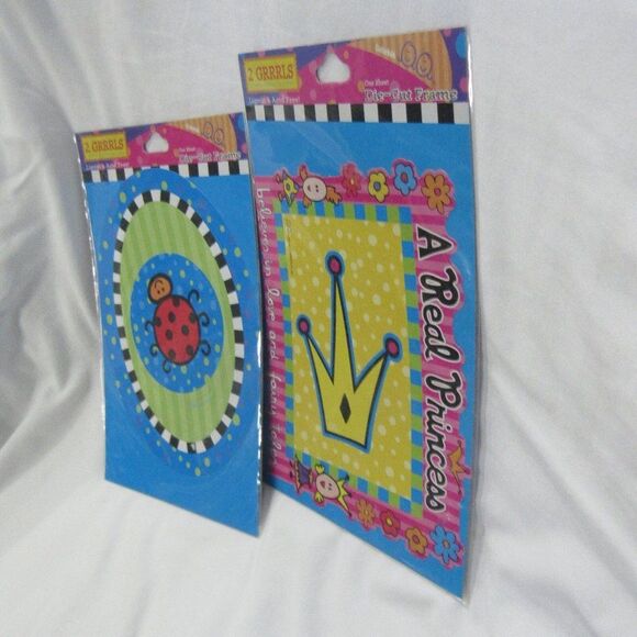 2 GRRRLS Y2K Scrapbooking Die-Cut Frames Ladybug Real Princess Girly Crafts NOS - Picture 3 of 10